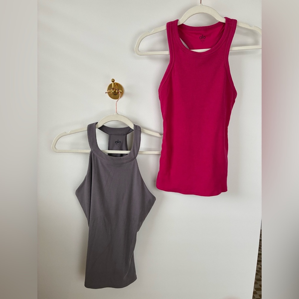 ALO Yoga Fuchsia and Charcoal Tank Tops